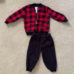 Fleece Buffalo plaid jacket and pants
